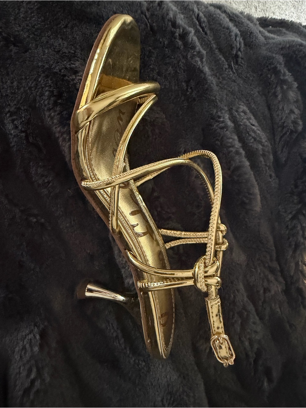 Sam Edelman Gold Metallic Multi-Strap Heeled Sandals - Picture 3 of 3